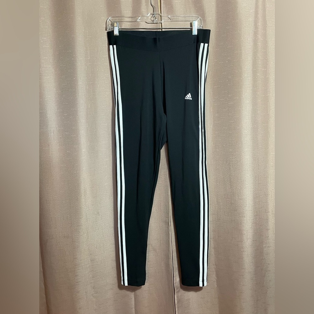 NWT Adidas Women's 1X Black Leggings with White Stripes